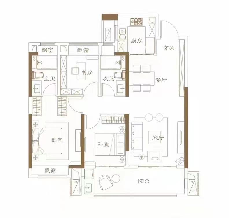 建发央著  3室2厅1卫   85.00万
