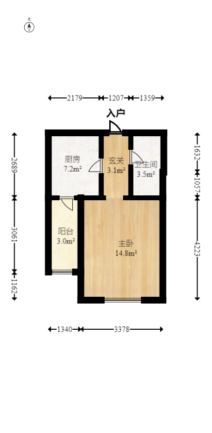 广泰锦苑  1室1厅1卫   31.80万室内图1