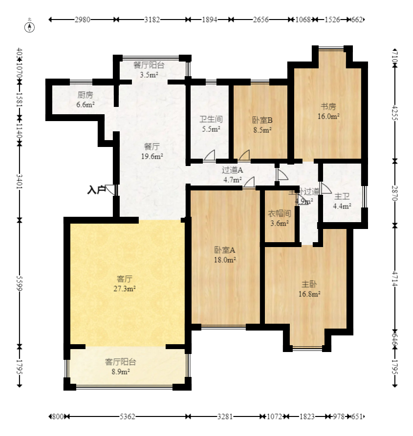 八方小区D区  4室2厅2卫   480.00万室内图1