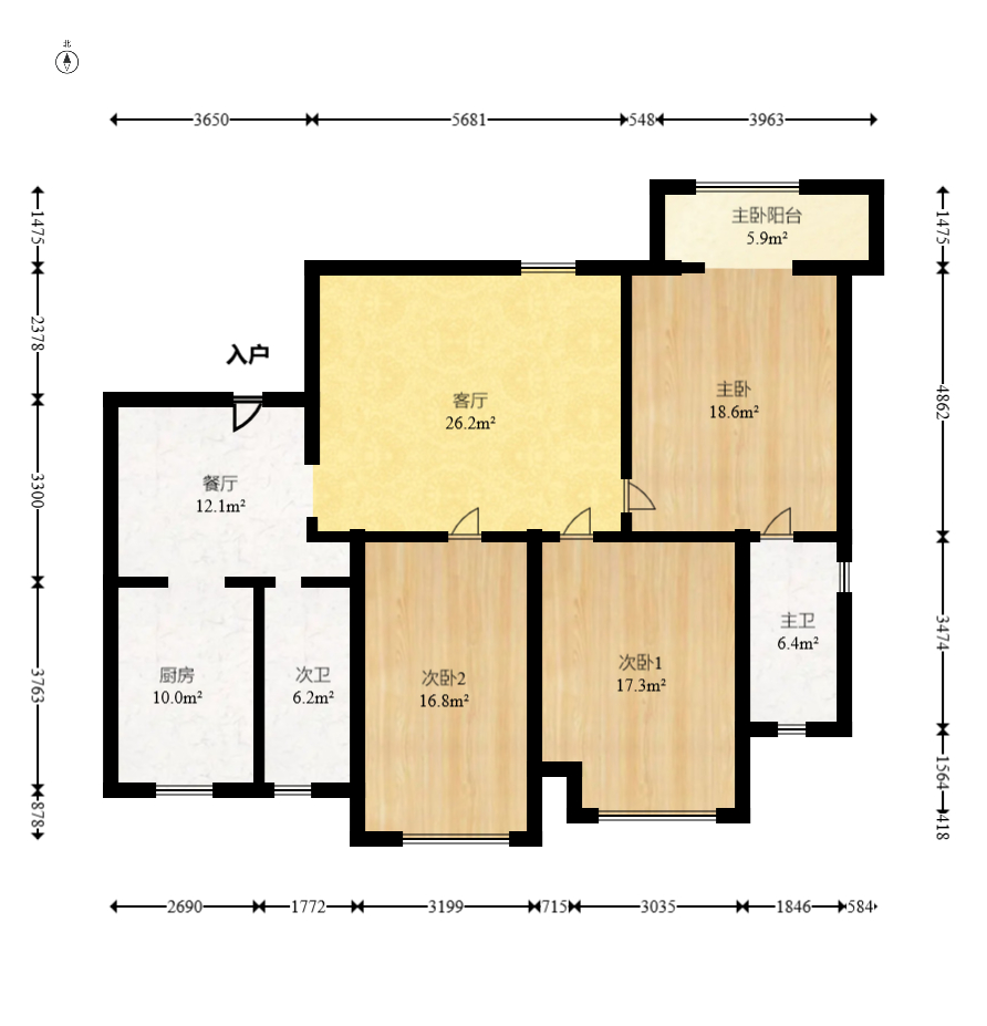 枫树园  3室2厅1卫   120.00万室内图1