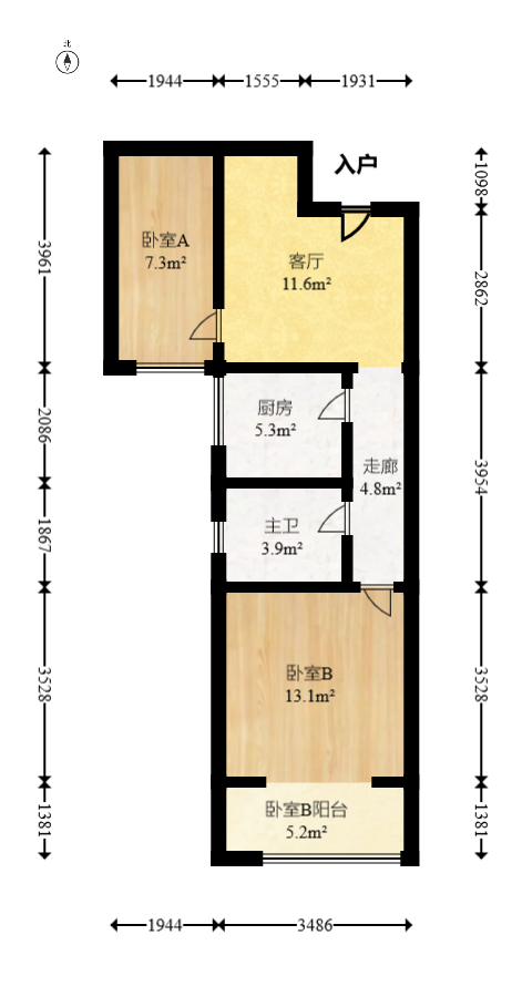 上峰苑（兰亭玥岛）  2室1厅1卫    48.0万室内图1