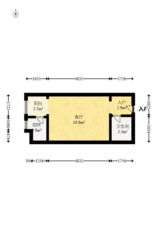国泰九龙湾 1室1厅1卫 32.0万 国泰九龙湾 1室1厅1卫 32.0万户型图