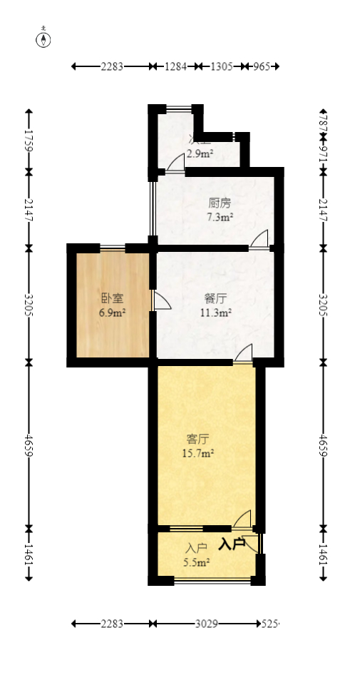 四端里散盘  2室1厅1卫   38.00万室内图1