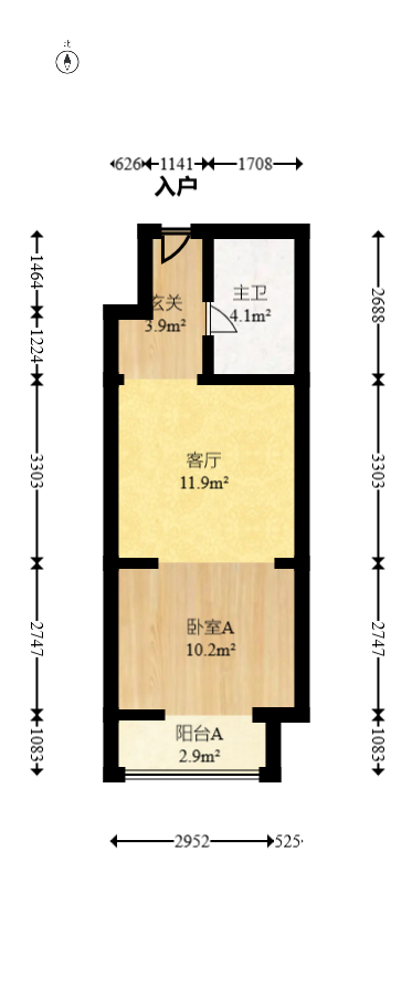 喜盈门范城  1室1厅1卫   38.80万室内图1