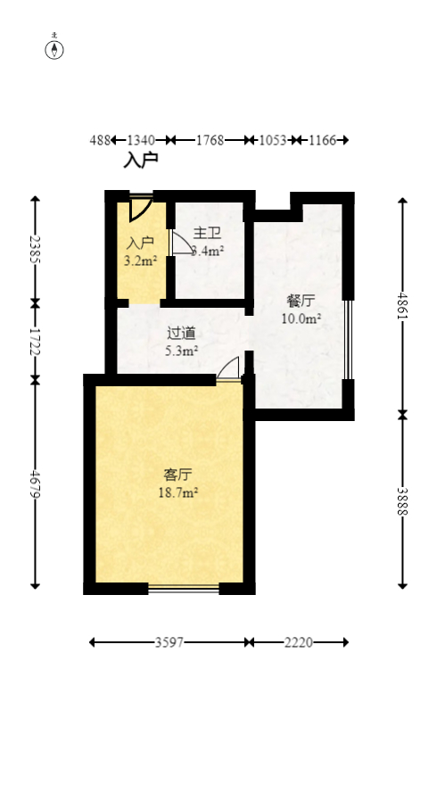 印象天心  1室1厅1卫   51.00万室内图1