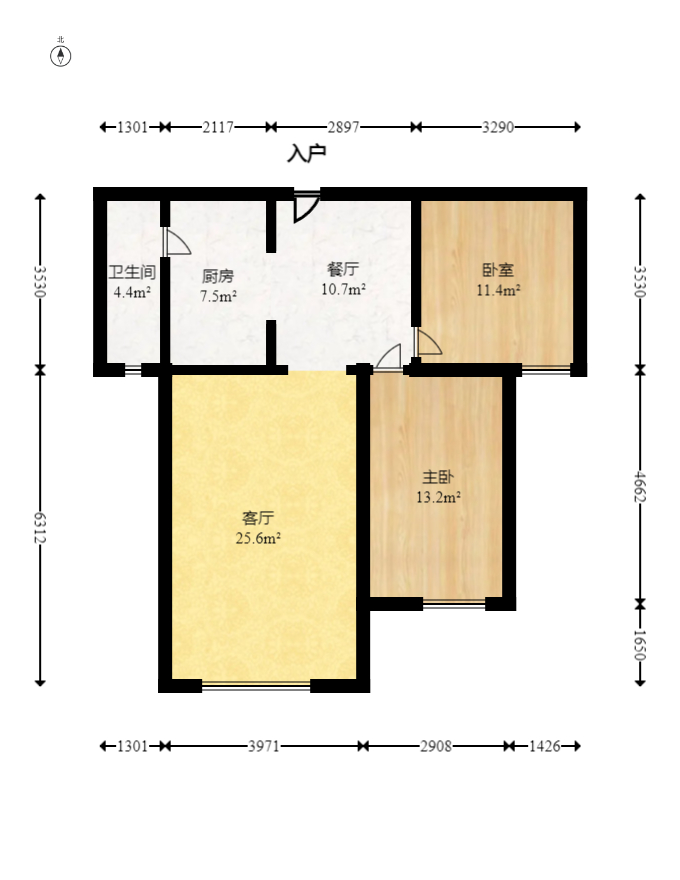 盛世耀凯  2室2厅1卫   95.00万室内图1