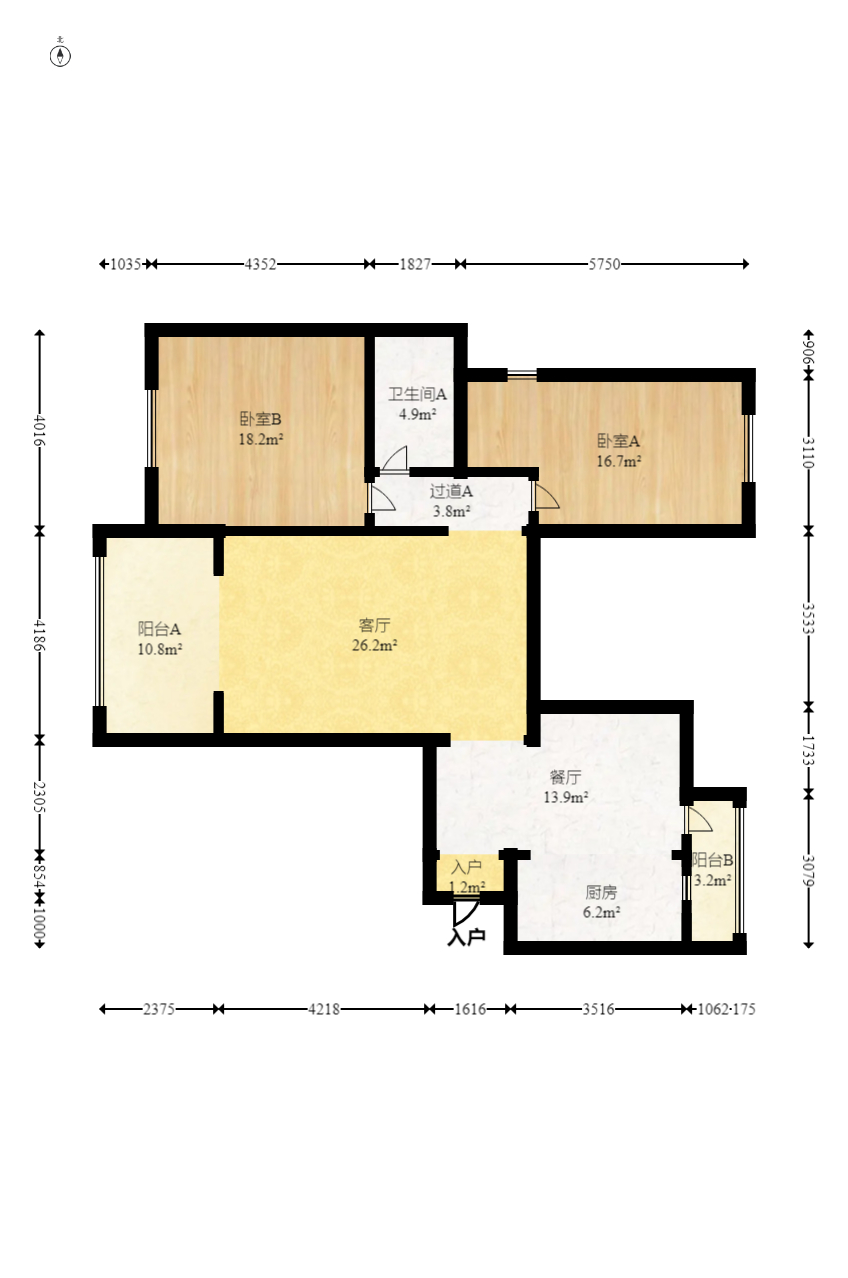 珠江东方明珠(新地东方明珠)一二期 3室2厅2卫 99.9万 珠江东方明珠(新地东方明珠)一二期 3室2厅2卫 99.9万户型图
