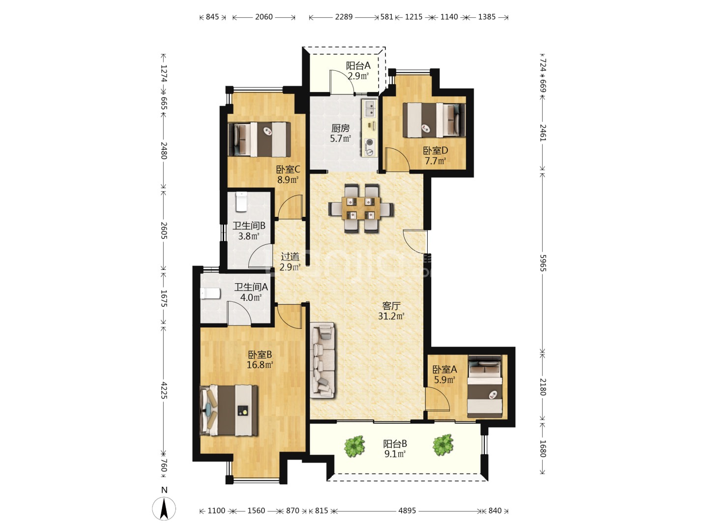 金科集美雅郡 3室2厅2卫 67.0万 金科集美雅郡 3室2厅2卫 67.0万室内图