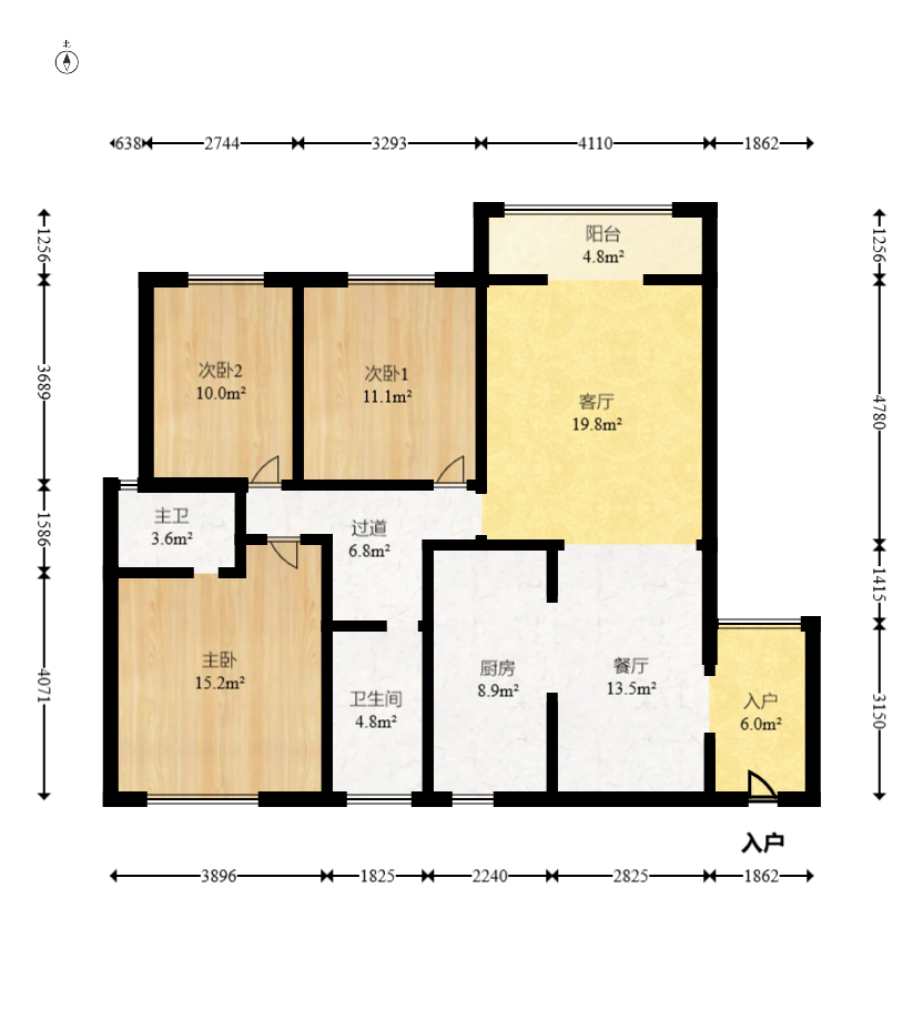 尚城 3室2厅2卫 83.0万 尚城 3室2厅2卫 83.0万户型图