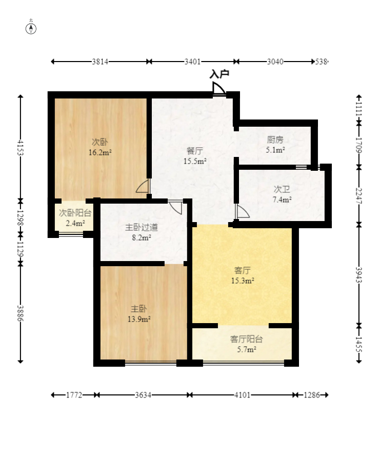 奧克斯廣場  2室2廳1衛(wèi)    120.0萬室內(nèi)圖1