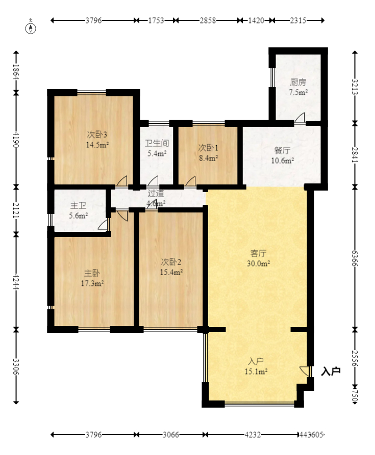 星湖湾一期洋房 4室2厅1卫 148.0万 星湖湾一期洋房 4室2厅1卫 148.0万户型图