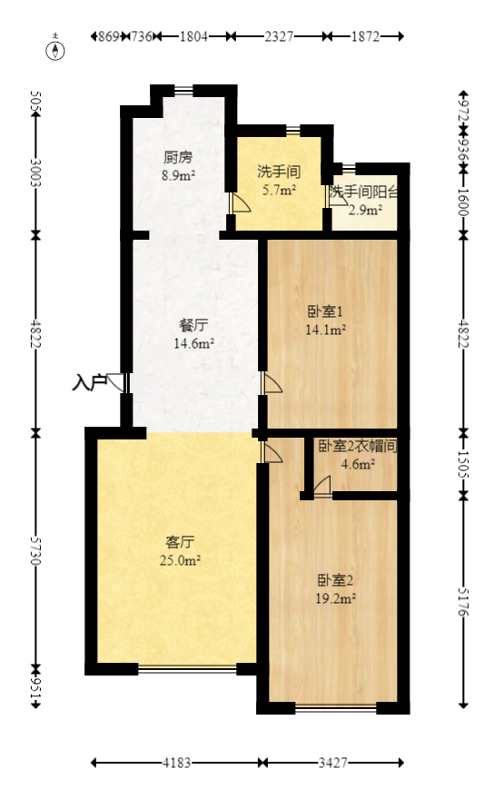 海华锦园  2室2厅1卫   49.80万室内图1