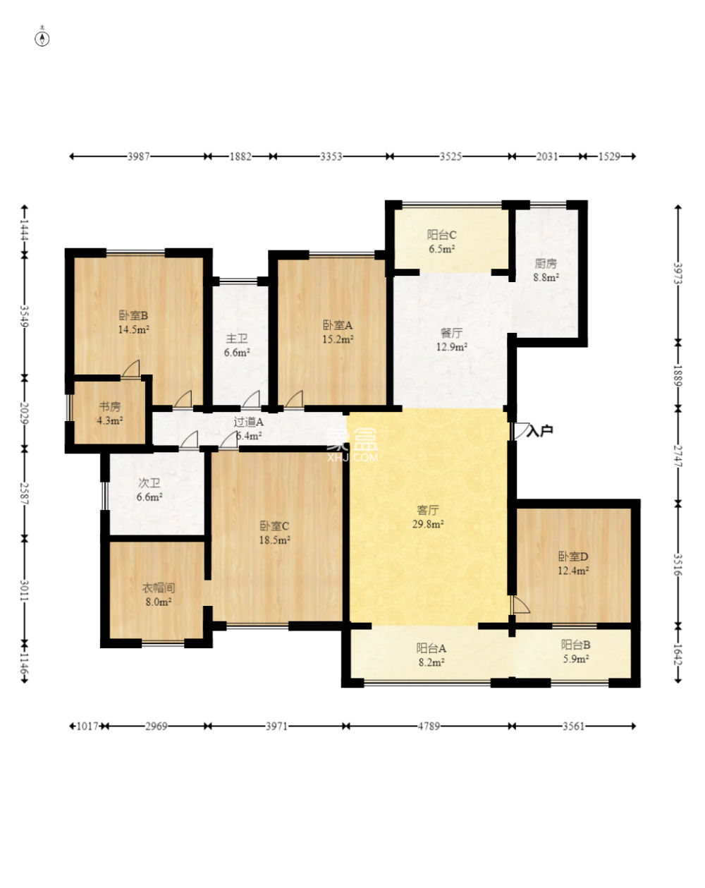 五矿万境园  4室2厅2卫    161.0万