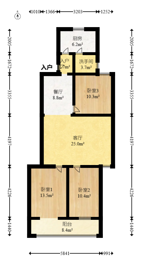 维力宿舍（维力花园）  3室1厅1卫   64.50万室内图1