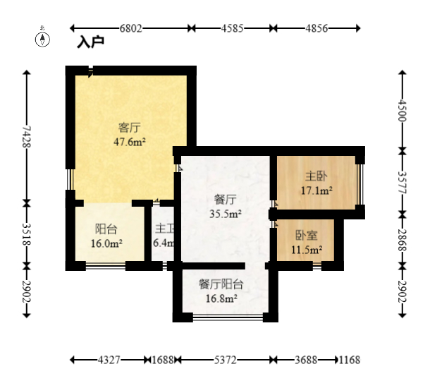 鑫天大厦  3室2厅2卫    88.0万室内图1