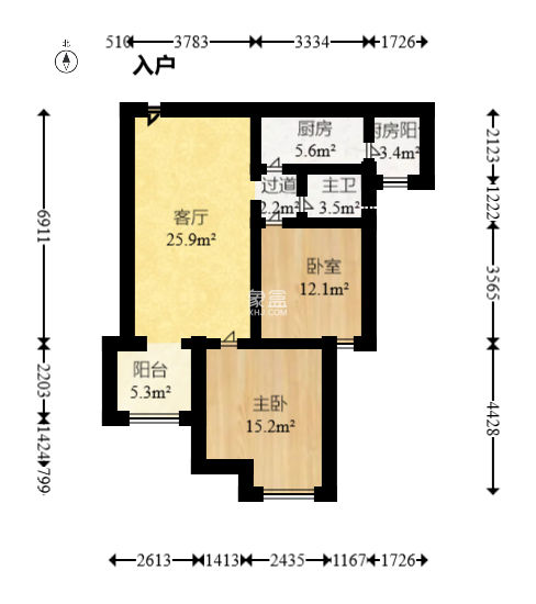 湘域中央  2室2厅1卫   93.00万