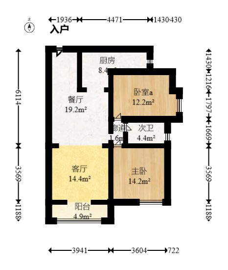 麓谷公馆（涉外国际公馆）  2室2厅1卫   89.80万室内图1