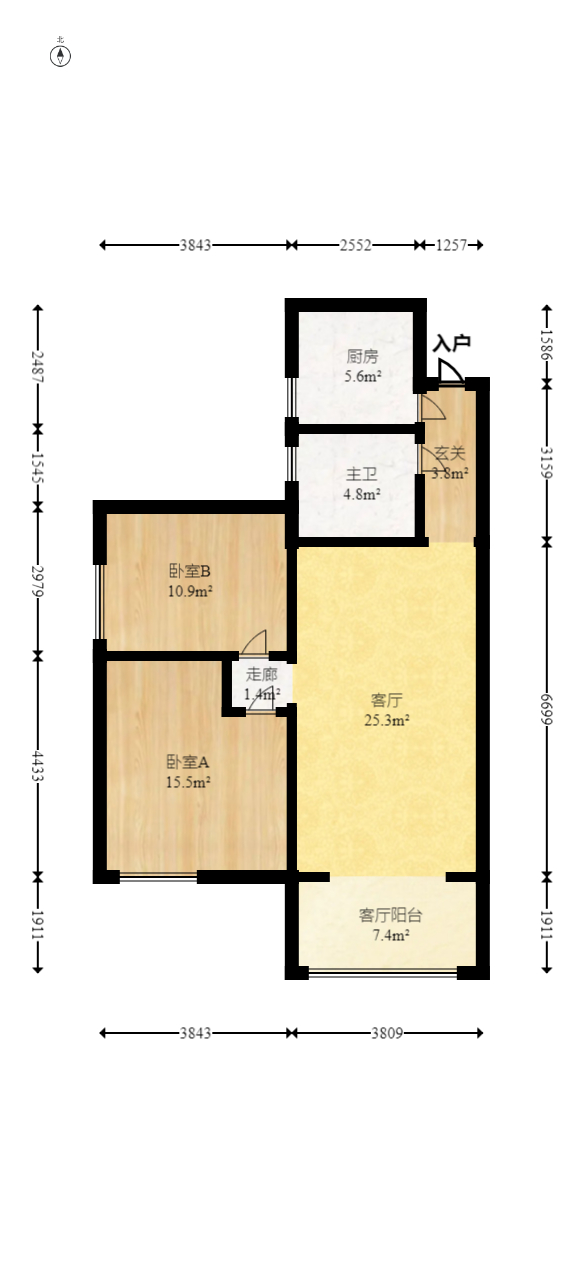 保利花園  2室2廳1衛(wèi)    75.0萬室內(nèi)圖1
