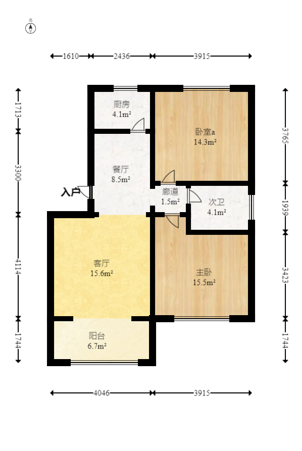 雷锋机电市场一期  2室2厅1卫    46.0万室内图1