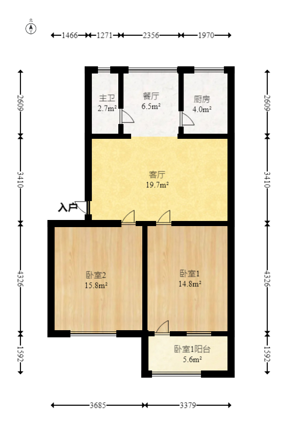香巴圣地  2室2厅1卫   48.00万室内图1