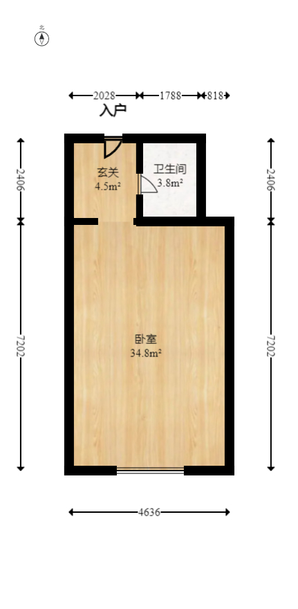 天健芙蓉盛世一期  1室0厅1卫   48.00万室内图1