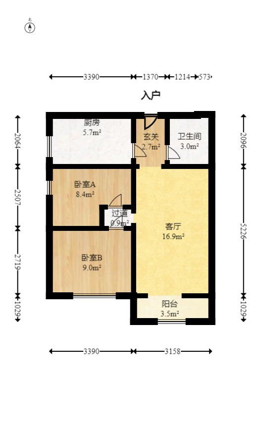 金土地第一湾  2室1厅1卫   73.50万室内图1