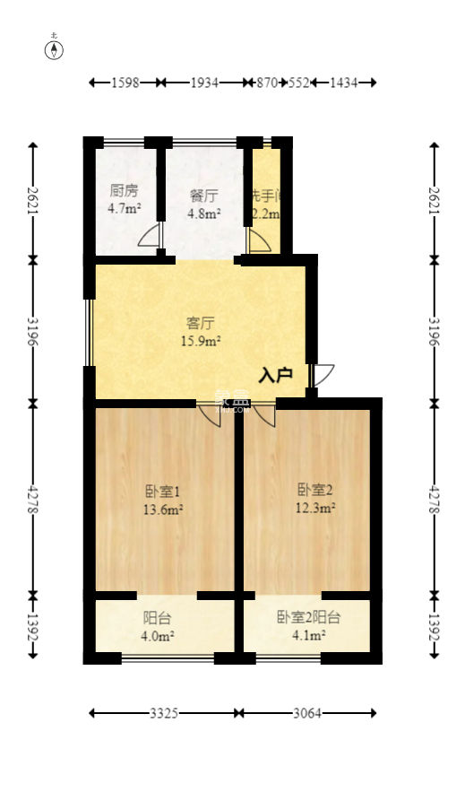 杨家山卫生局宿舍  2室2厅1卫   37.00万