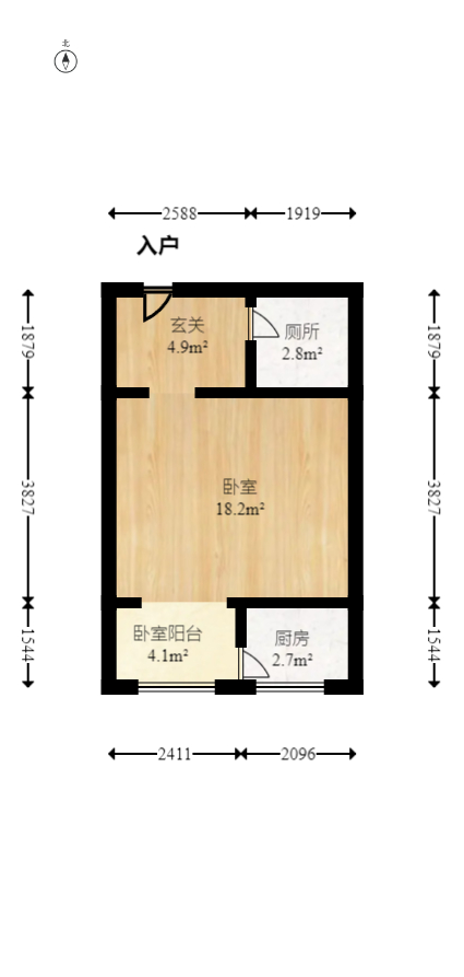 金鼎公园尚  1室1厅1卫   29.00万室内图1