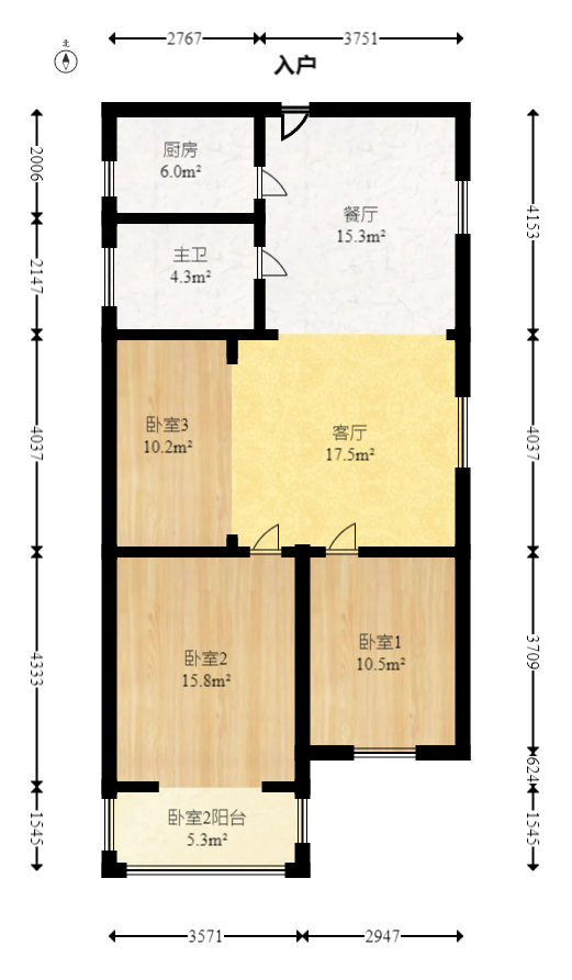 东方新世界  2室1厅1卫   87.00万室内图1