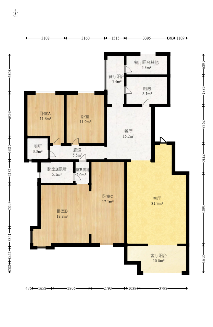 麓山翰林苑  4室2厅2卫    152.0万室内图1