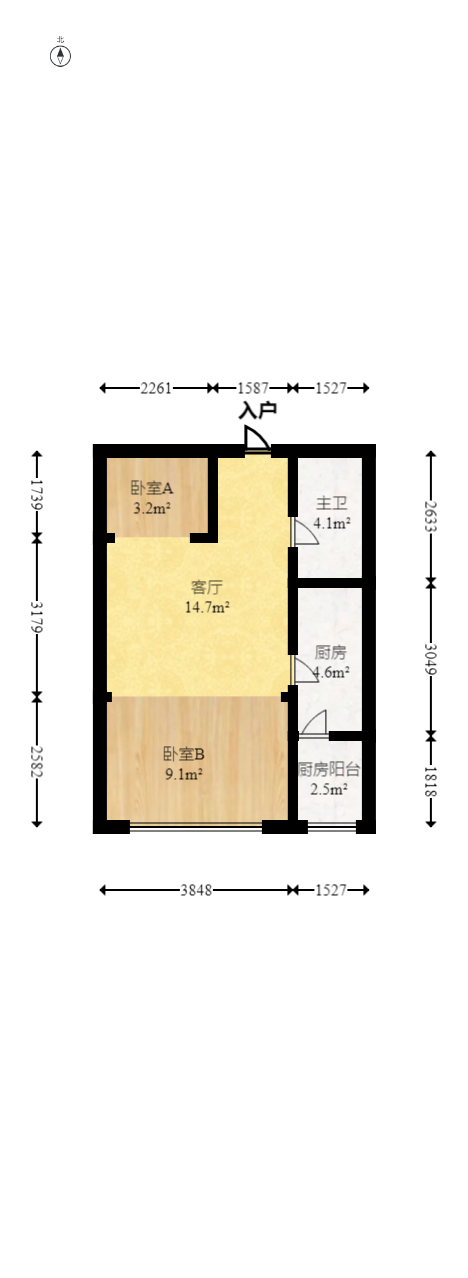 鑫远和城（一、二期）  1室1厅1卫   45.00万室内图1