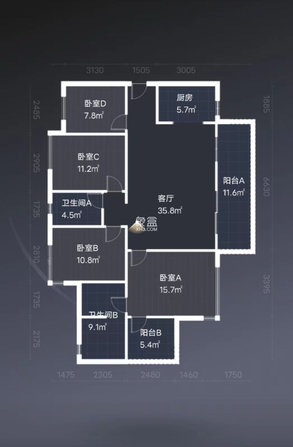 蓝溪谷  4室2厅2卫    63.8万