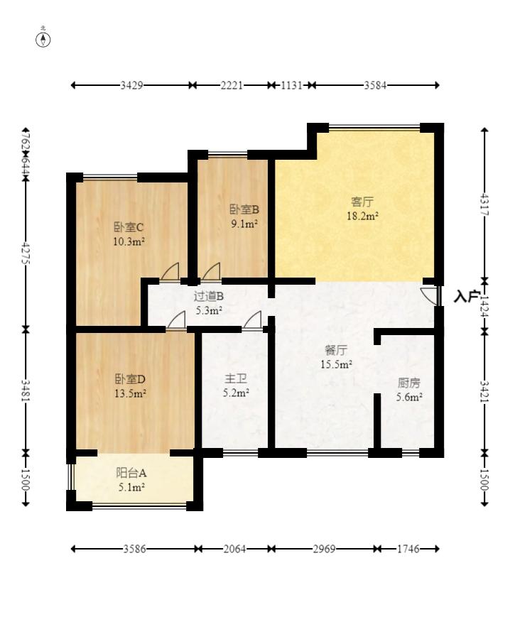 湘府十城（汇财御景湾新寓,汇财国际）  3室2厅2卫   85.00万室内图1