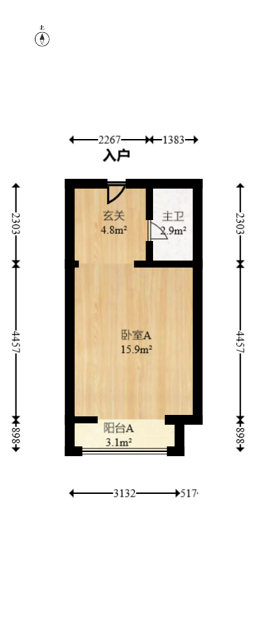 美林美寓  1室1厅1卫   45.00万室内图1