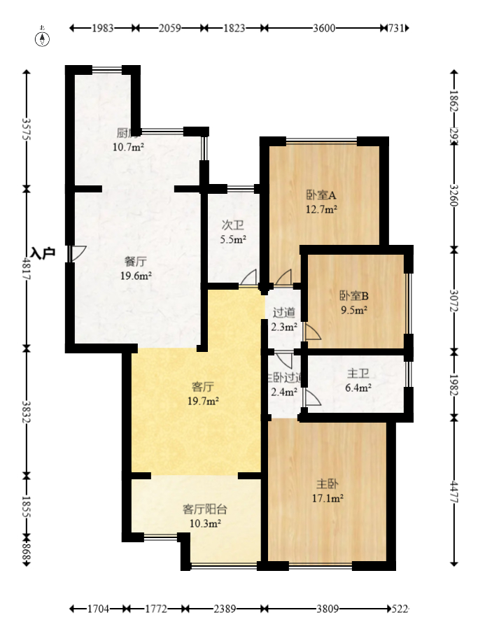 奥克斯缔壹城  3室2厅2卫    110.0万 奥克斯缔壹城  3室2厅2卫    110.0万户型图