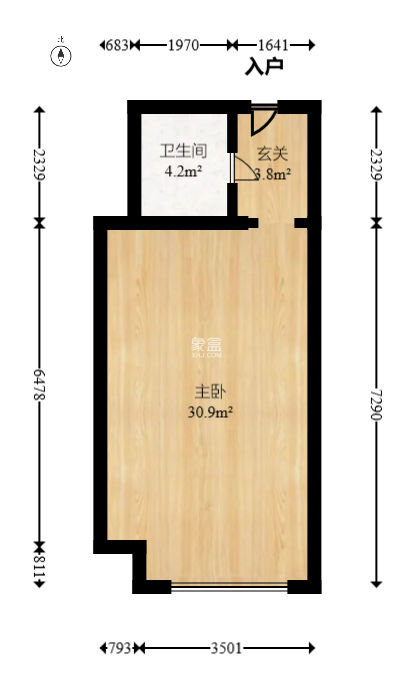 奧克斯締壹城  1室1廳1衛(wèi)   35.00萬