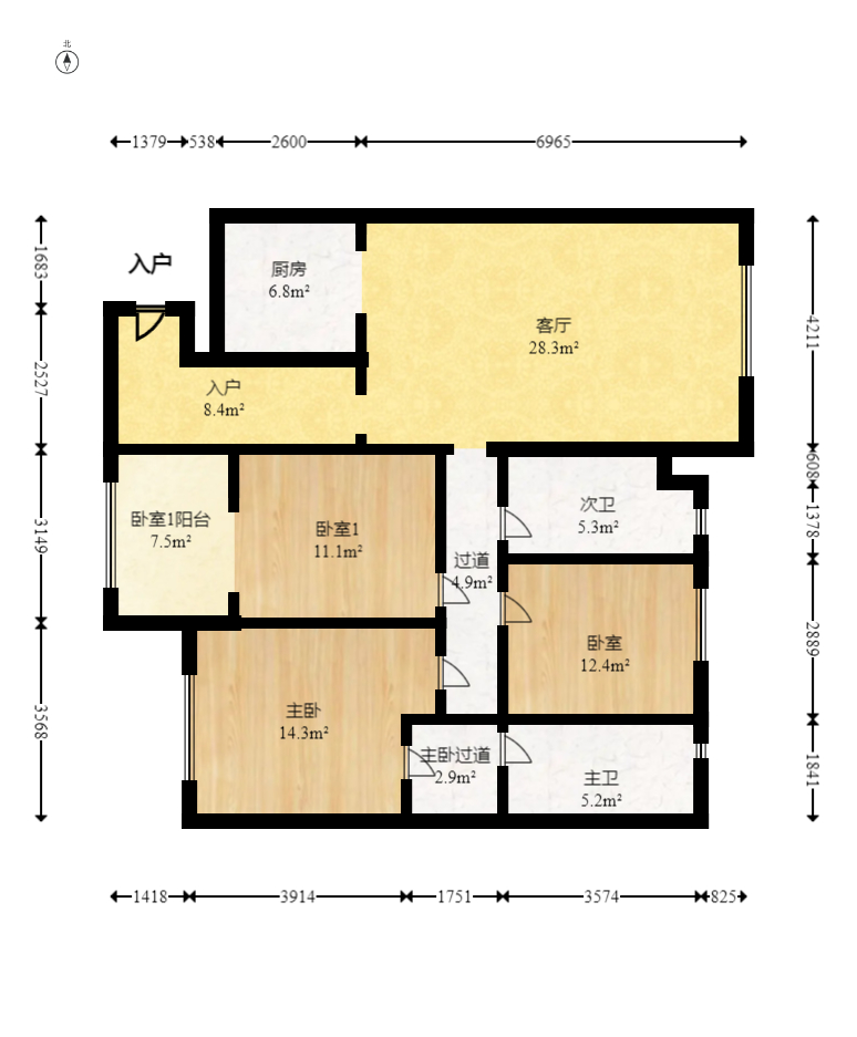 铂宫  3室2厅2卫   170.00万室内图1