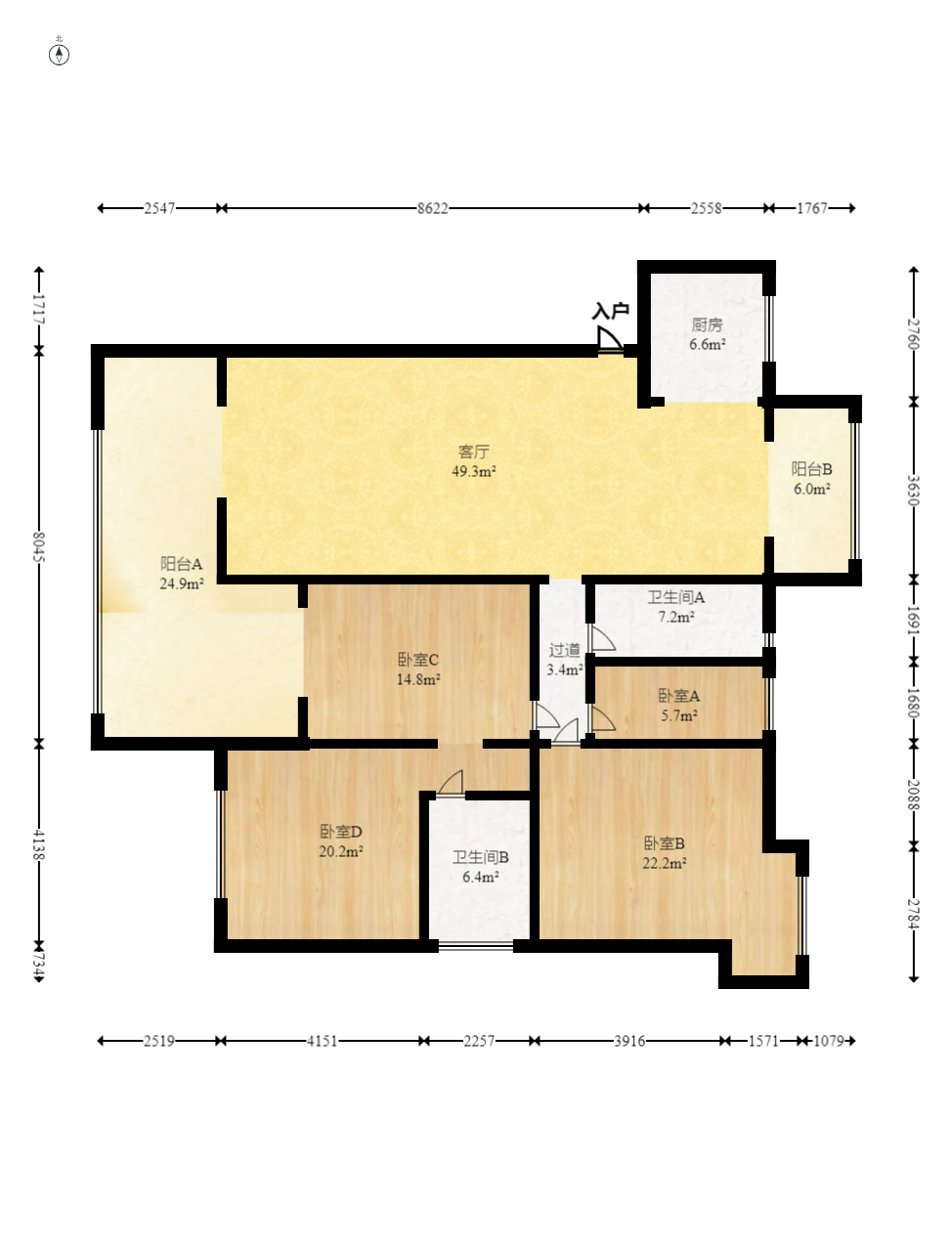 华盛新外滩  4室2厅2卫    220.0万 华盛新外滩  4室2厅2卫    220.0万户型图