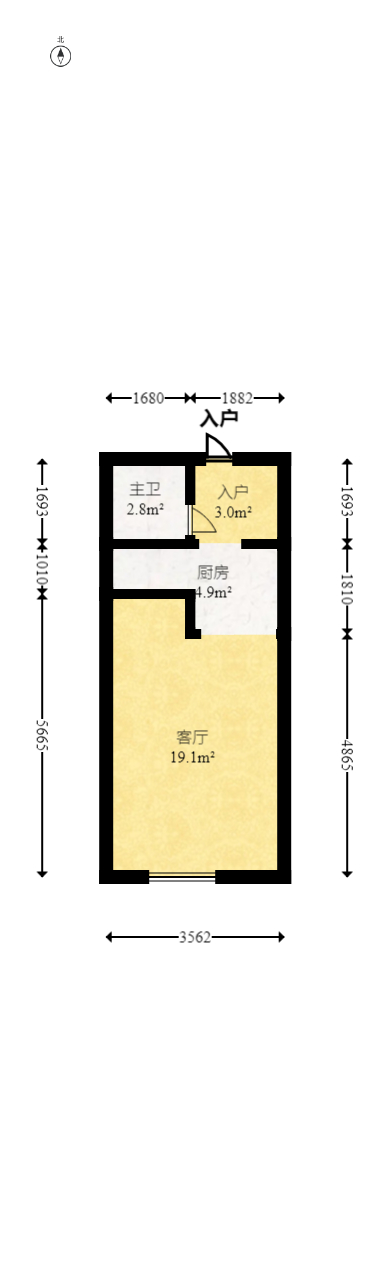 阳光城檀悦  1室2厅2卫   68.00万室内图1