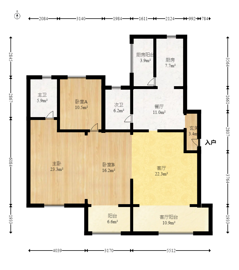 鑫远悦城（鑫远悦时代）  3室2厅2卫    100.0万室内图1