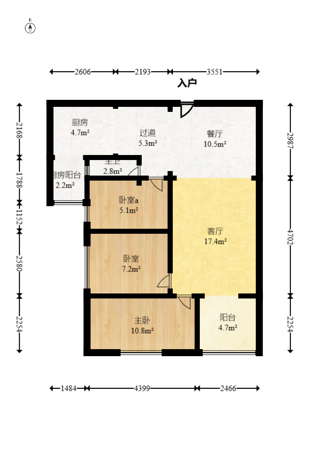 三一街区  3室2厅1卫    66.88万室内图1