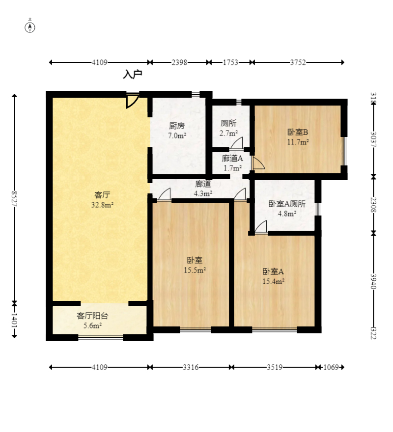 兰亭湾畔  3室2厅2卫   158.00万室内图1