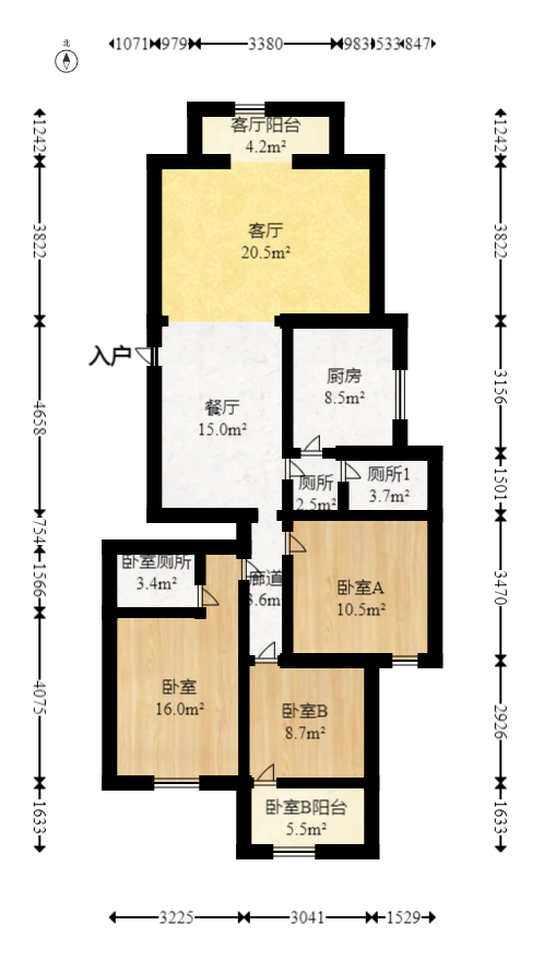 科教新村  3室2厅1卫    102.0万室内图1