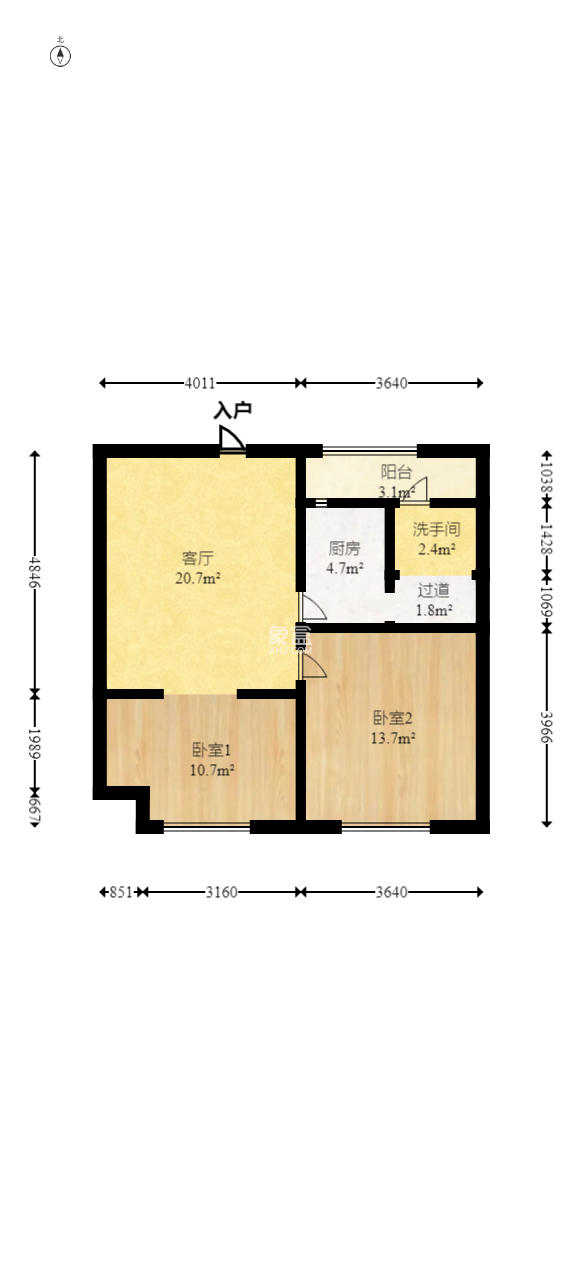 中云公寓  2室2厅1卫   98.80万室内图1