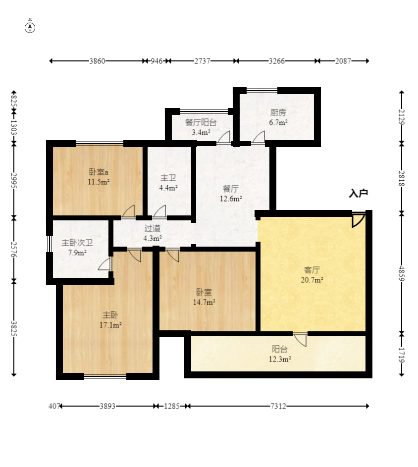 和悦城(蟠龙景苑) 3室2厅2卫 55.0万 和悦城(蟠龙景苑) 3室2厅2卫 55.0万户型图