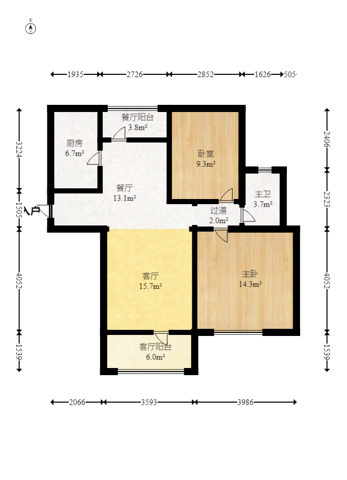山水湾 2室2厅1卫 58.0万 山水湾 2室2厅1卫 58.0万户型图