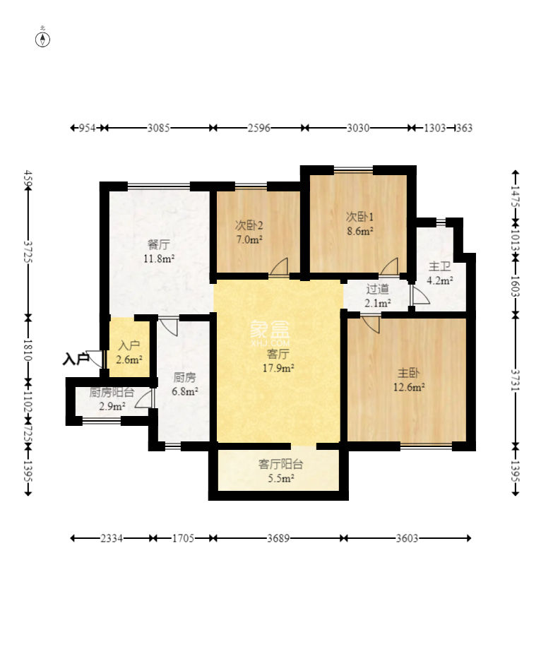珠江郦城探香里  3室2厅1厨1卫 110.00万