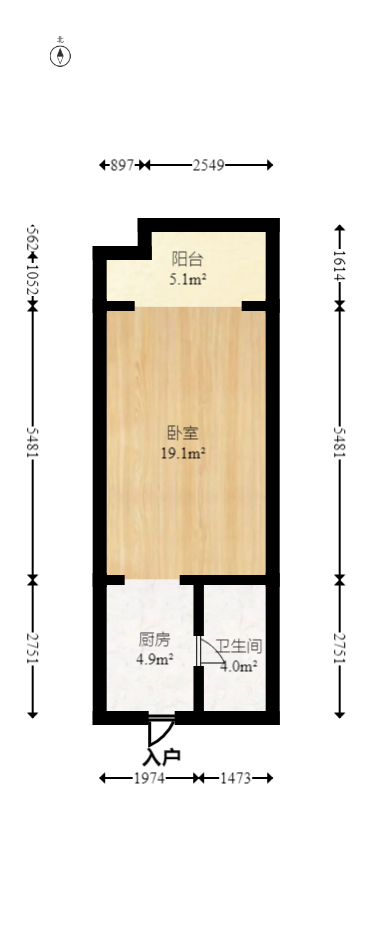 中海新城熙岸（中信新城五期）  1室1厅1卫   18.80万室内图1