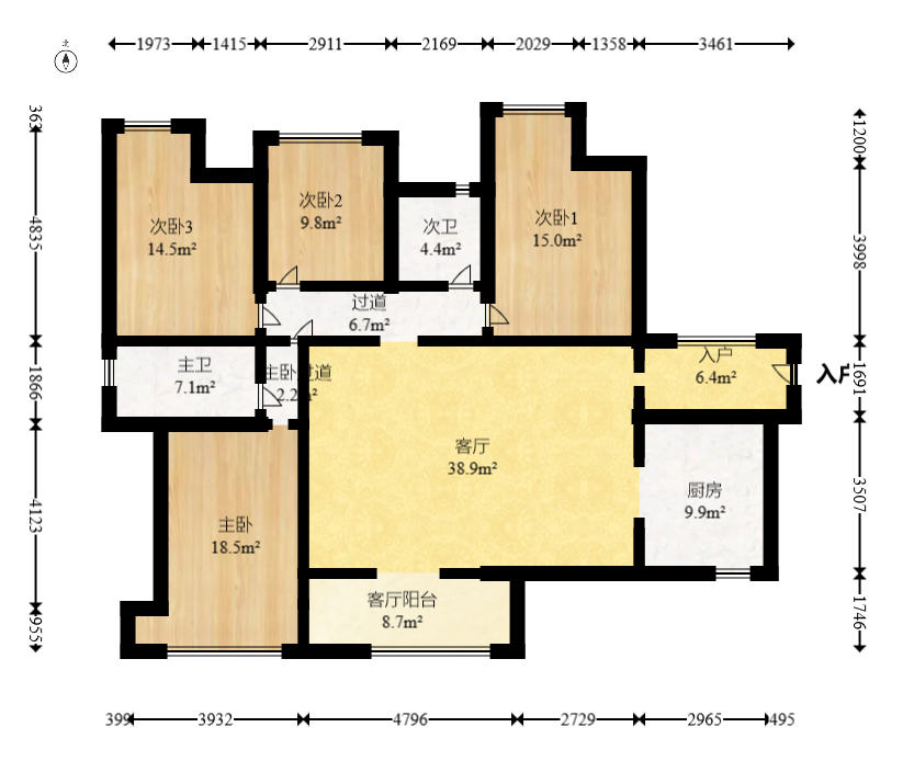 通用时代国际社区  4室2厅2卫    196.0万室内图1