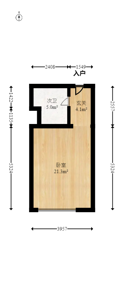 荣盛花语馨苑  1室1厅1卫   32.00万室内图1